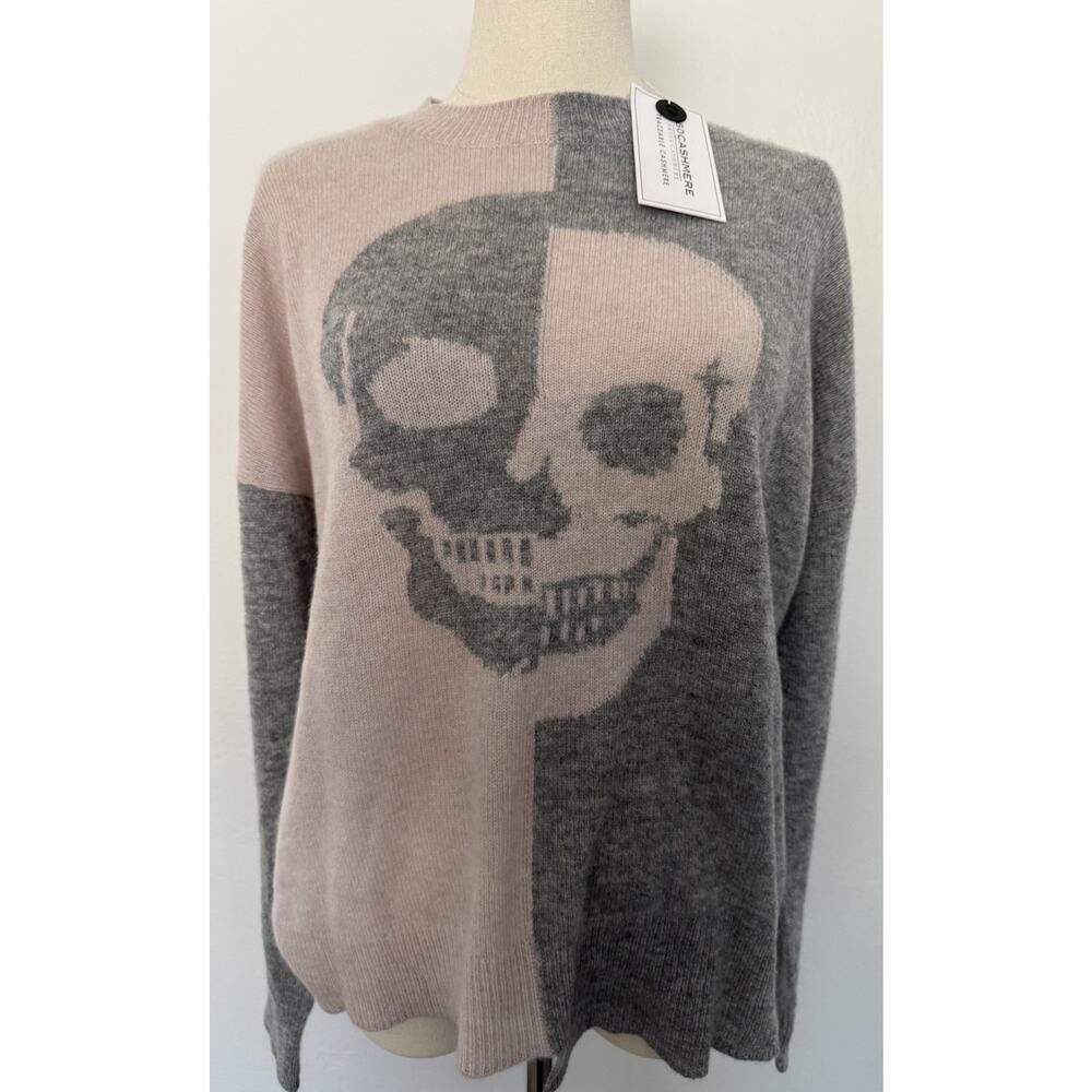 NWT $449 SKULL CASHMERE 🔥 100% cashmere Sweater Grey, Size Medium - Picture 2 of 10